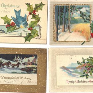 Lot of 4 Antique Christmas Postcards  - Lot 932
